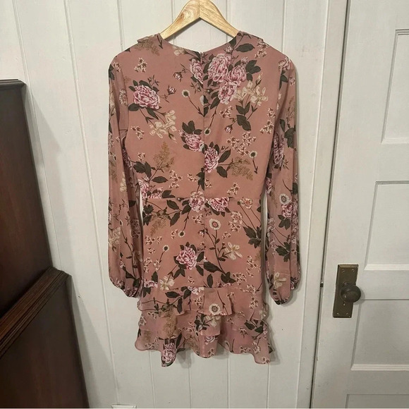 Bardot Floral Ruffle Dress - Pink - Picture 2 of 3